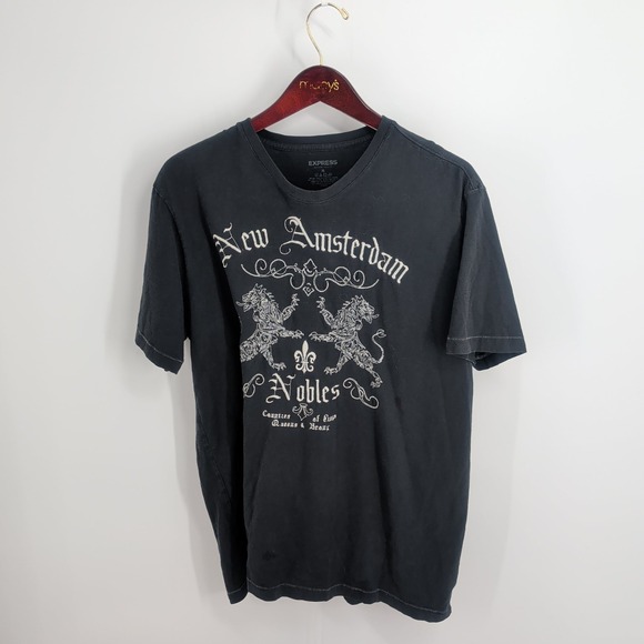 Express Other - Vintage Express New Amsterdam Nobles Embroidered Pullover T-Shirt Black Size XL